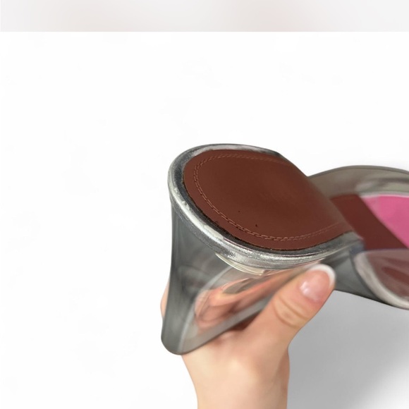 Amina Muaddi Silver and Brown Wedges - Picture 7 of 7